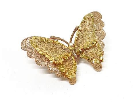 1 Jumbo Gold Glitter Butterfly Embellishment On Clip Etsy