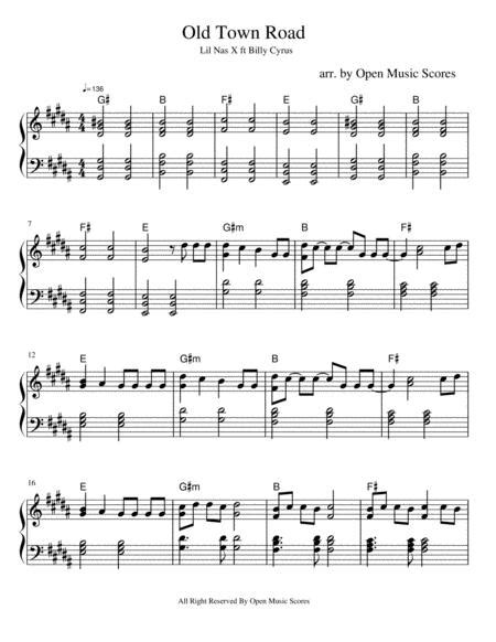 Old Town Road Piano Solo By Digital Sheet Music For Score Download And Print H0 752495