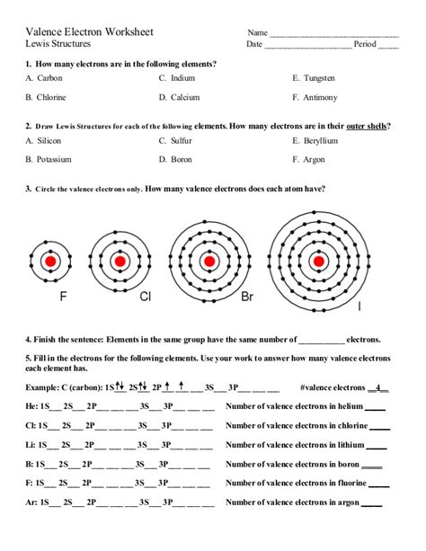Hydrocarbon nomenclature from electron configuration practice worksheet answer key, source: Valence Electrons Worksheet
