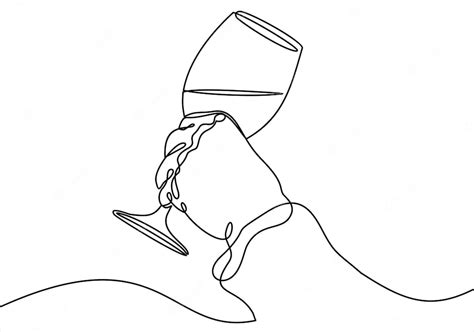 Premium Vector Continuous Line Drawing Of Hand Holding Glass Template