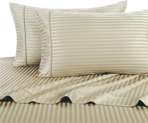 1500 Thread Count Egyptian Cotton Stripe Bed Sheet Set Contemporary