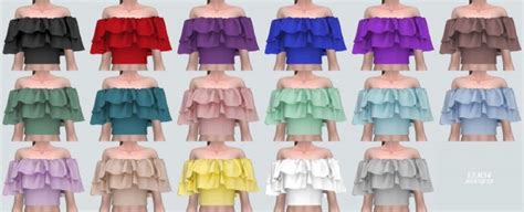 Sims4 Marigold Ruffle Off Shoulder Top Solid C • Sims 4 Downloads