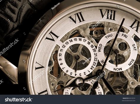 Watch Exposed Mechanism Showing Wheels Cogs Stock Photo 8910574