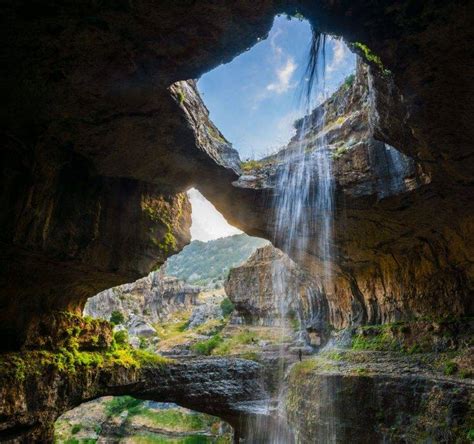 Cave Waterfall Gorge Lebanon Erosion Nature