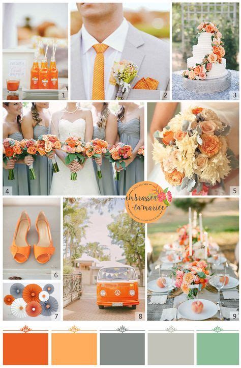 Tangerine and Grey Wedding | Orange wedding colors, Orange wedding
