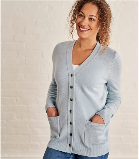 Soft Blue Womens Lambswool V Neck Cardigan Woolovers Uk