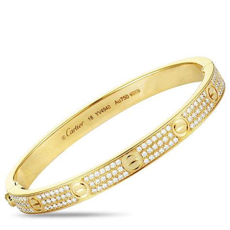 Cartier Love 18k Yellow Gold Diamond Bangle Bracelet Size 18 Only