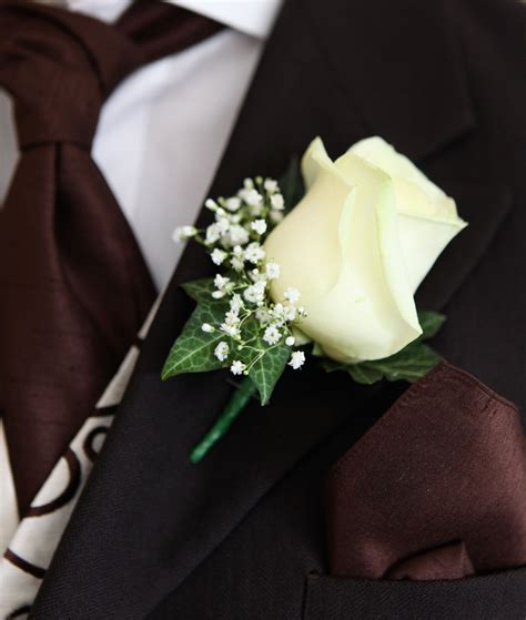 Rose Buttonhole For The Ushers With Ivy But Not The Gypsophila