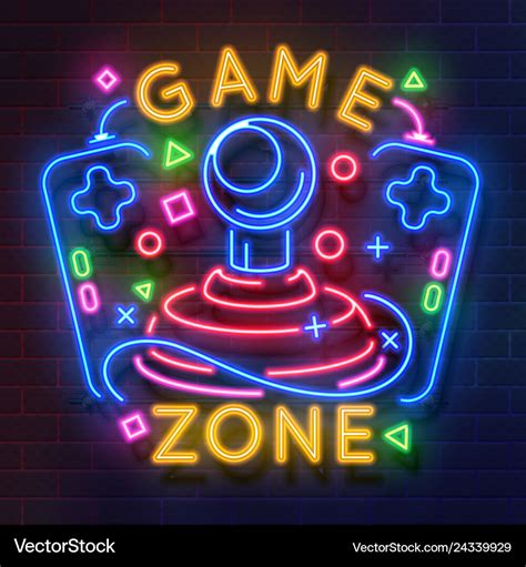 Retro Game Neon Sign Video Games Night Light Vector Image