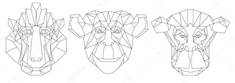 Animal Head Triangular Icon Geometric Line Design — Stock Vector