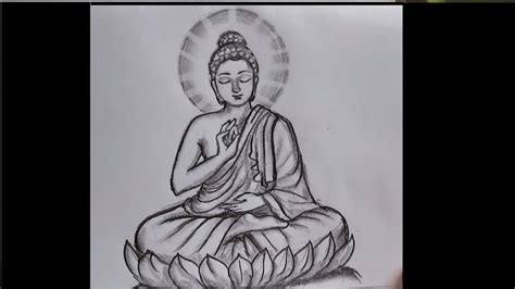 How To Draw Lord Gautama Buddha In Meditation Pose Easy Step By Step