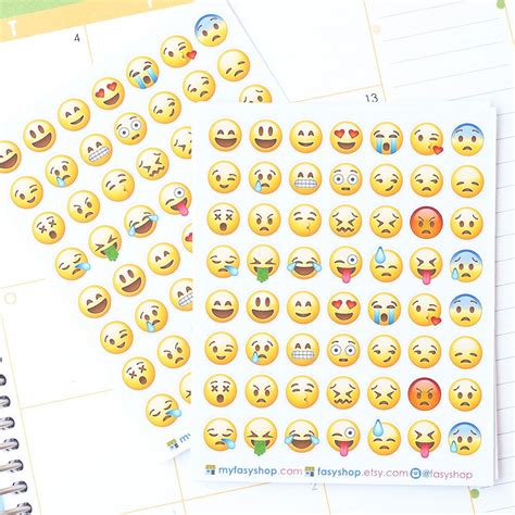 56 Emoji Emotions Sticker Planner Planner Stickers Planner Etsy