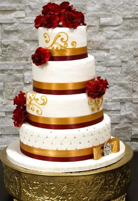 13 Red Black And Gold Wedding Cakes Photo Black Red White And Gold