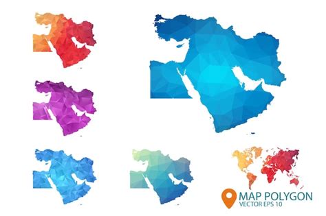 Premium Vector Middle East Map Set Of Geometric Rumpled Triangular