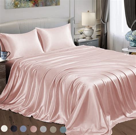 Satin Radiance Soft Silky Satin Sheets Solid Color Deep Pocket Queen