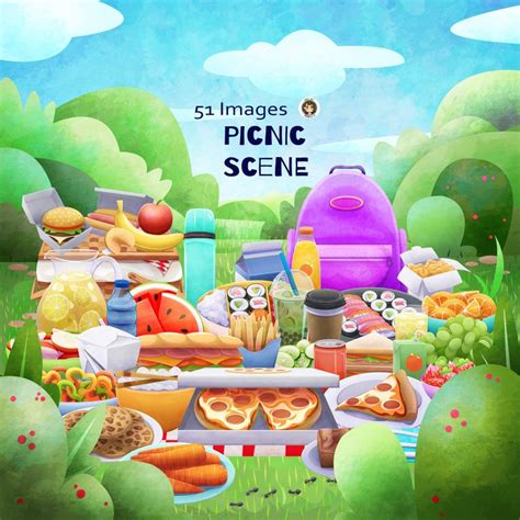 Picnic Graphics Clipart Instant Download Summer Foods Etsy Canada