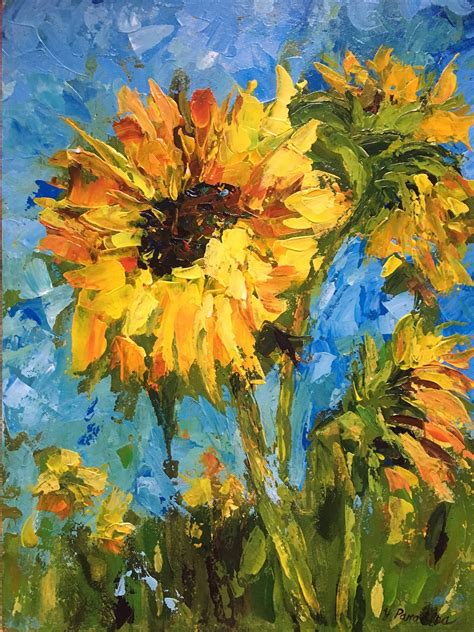 Sunflower Original Acrylic Painting Impasto Floral Abstract Etsy