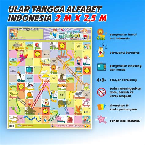 Jual 2 M X 25 M Ular Tangga Alfabet Indonesia Mainan Edukasi Anak