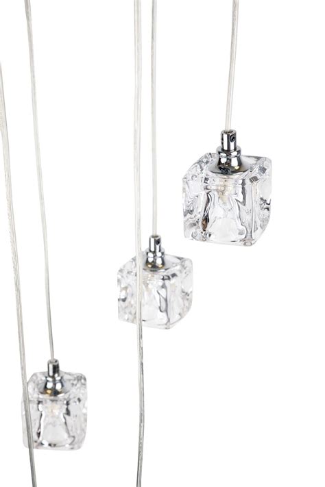 Chrome 5 Light Cluster Fitting With Ice Cube Glass Shades