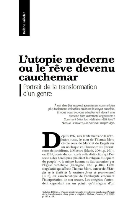 Pdf Lutopie Moderne Ou Le Rêve Devenu Cauchemaroicuqamcasitesoic