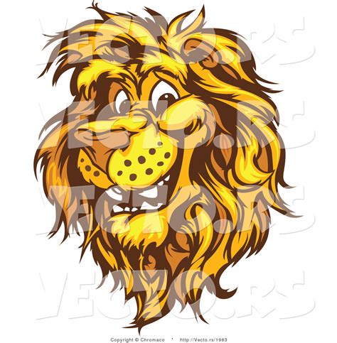 Vector Of A Friendly Cartoon Male Lion Mascot Smiling By Chromaco 1983