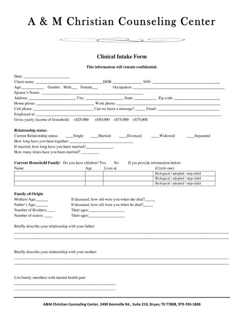 Free Printable Counseling Intake Forms Printable World Holiday