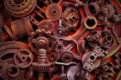Steampunk Background Machine And Mechanical Parts Large Gears And