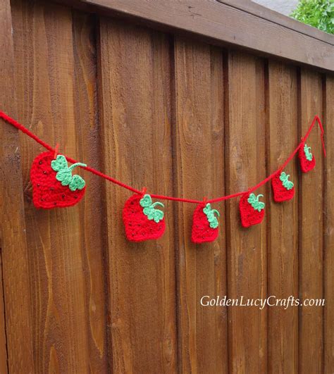 Crochet Strawberry Garland Bunting Goldenlucycrafts
