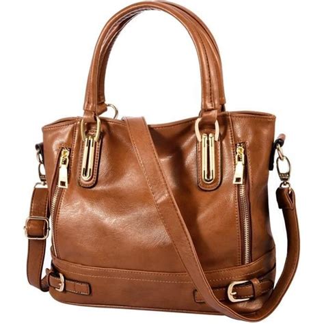 Vbiger Sac Main En Cuir Femmes Marron Cdiscount Bagagerie