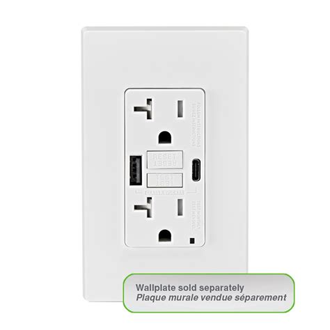 Leviton 20a Gfci Combination Receptacle Type Ac Usb In Wall Charger In