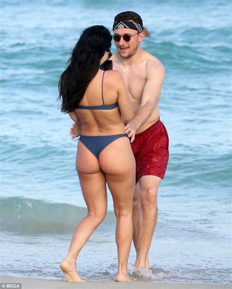 Johnny Manziel Hits Beach Again As Fiance Bre Tiesi Shows Off Body