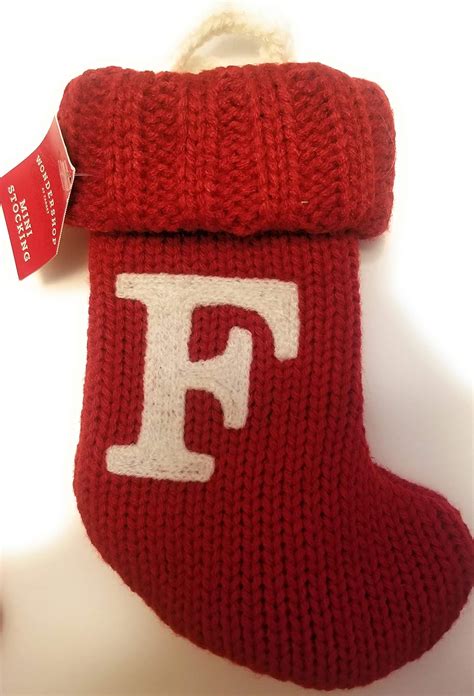 Wondershop Target Christmas Knit Mini Stocking Monogram Letter F Red Measures 7