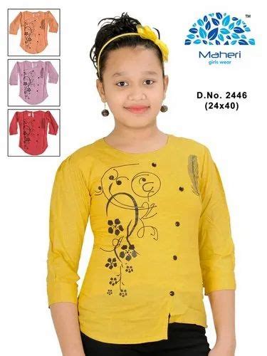 Printed 34th Sleeve Girls Casual Top Size 24 40 At Rs 330piece In