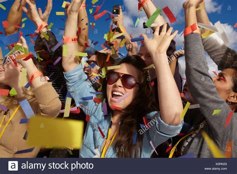 Mixed Race Crowd Cheering High Resolution Stock Photography And Images