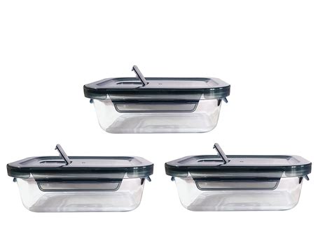 Buy Halo Nationrectangular Borosilicate Glass Food Storage Container Set With Air Vent Lid