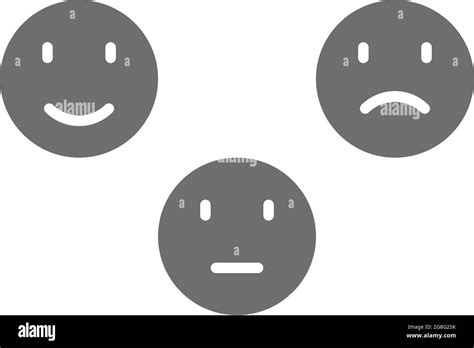Feedback Emoticons Positive Neutral And Negative Faces Grey Icon