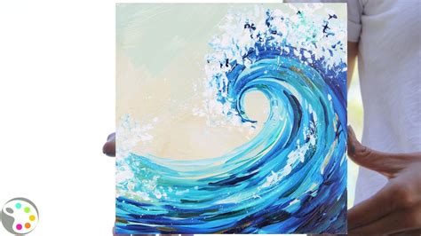 How To Paint In Acrylics Easy Ocean Wave Painting Tutorial 15
