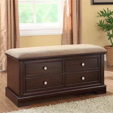 Crown Mark Cedar Chest Upholstered Cedar Accent Bench With 4 Drawers
