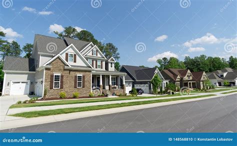 Street Of Suburban Homes Stock Photo Image Of American 148568810