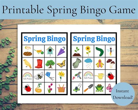 Printable Spring Bingo Game Childrens Spring Bingo Game Classroom