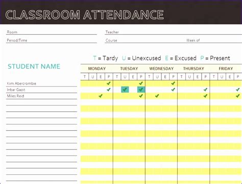 7 Weekly Attendance Sheet Template Excel Excel Templates