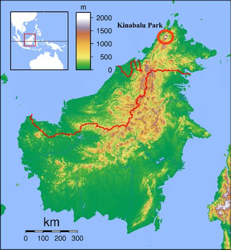 Map Of Borneo Island With State Borders Sabah Sarawak Malaysia And