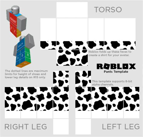 Roblox Pants Cow Print Шаблоны Футболки для девочек Новые принты
