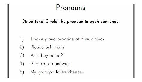 grade 3 pronouns worksheet