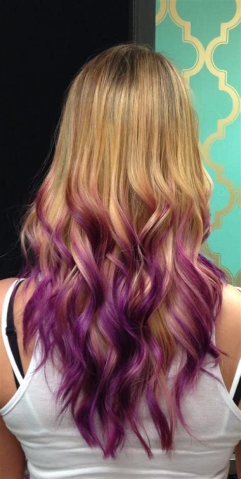 Why use purple shampoo for blonde hair? We did some fun orchid purple ombré/ dipped tips look on ...