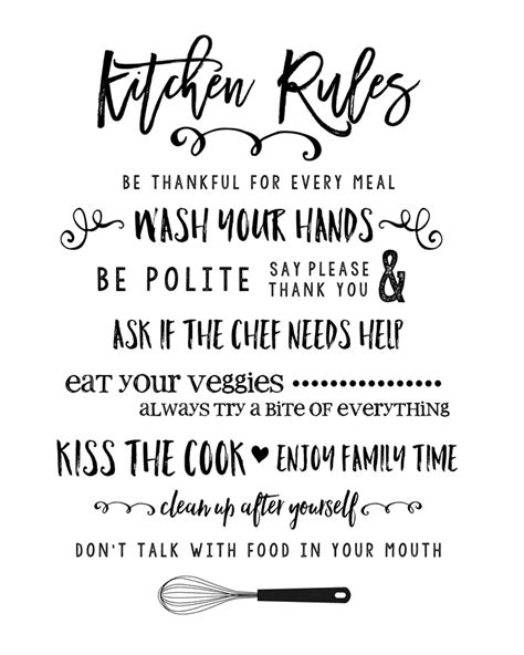 Kitchen Rules Printable Lil Luna