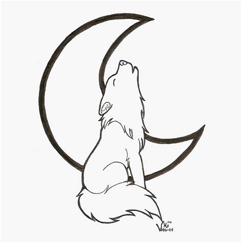 Wolf Head Outlines Wolf And Moon Drawing Easy Hd Png Download Kindpng