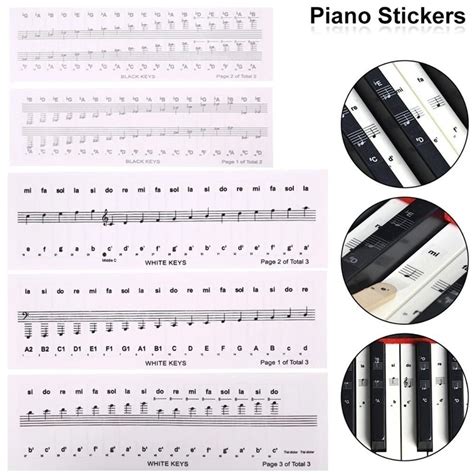 Piano Stickers Keyboard Music Note Chart Removable Decal 54 61 88 Keys