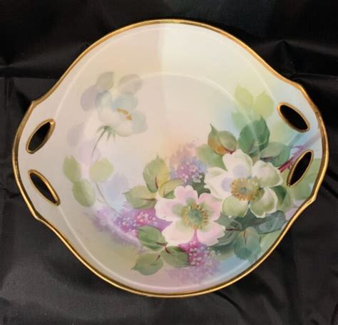 Antique Nippon Hand Painted Dish Bowl Floral Design Gold Trim Japan EBay