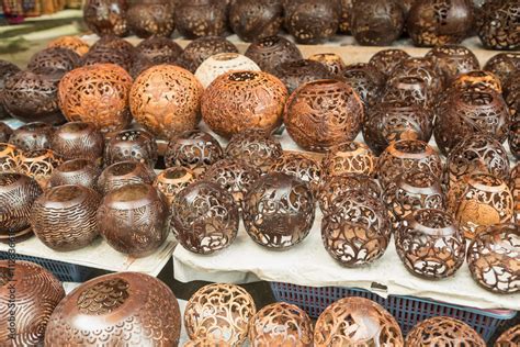 Coconut Shell Carvinghandicraft Of Indigenous People In Bali